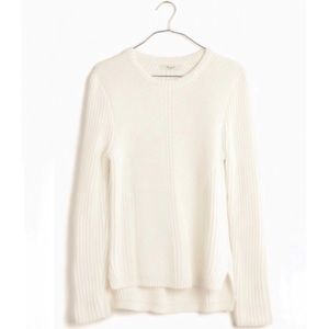 Madewell Hexcomb Texture Ivory Knit Cable Sweater